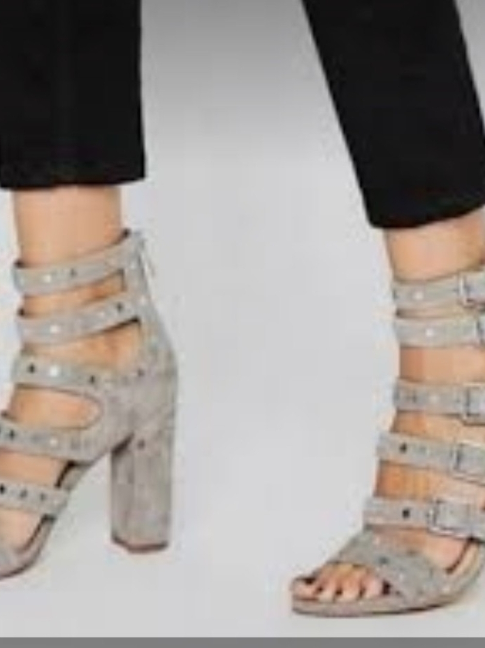 Sam Edelman Gray Multi-Strap Block Heel Sandals